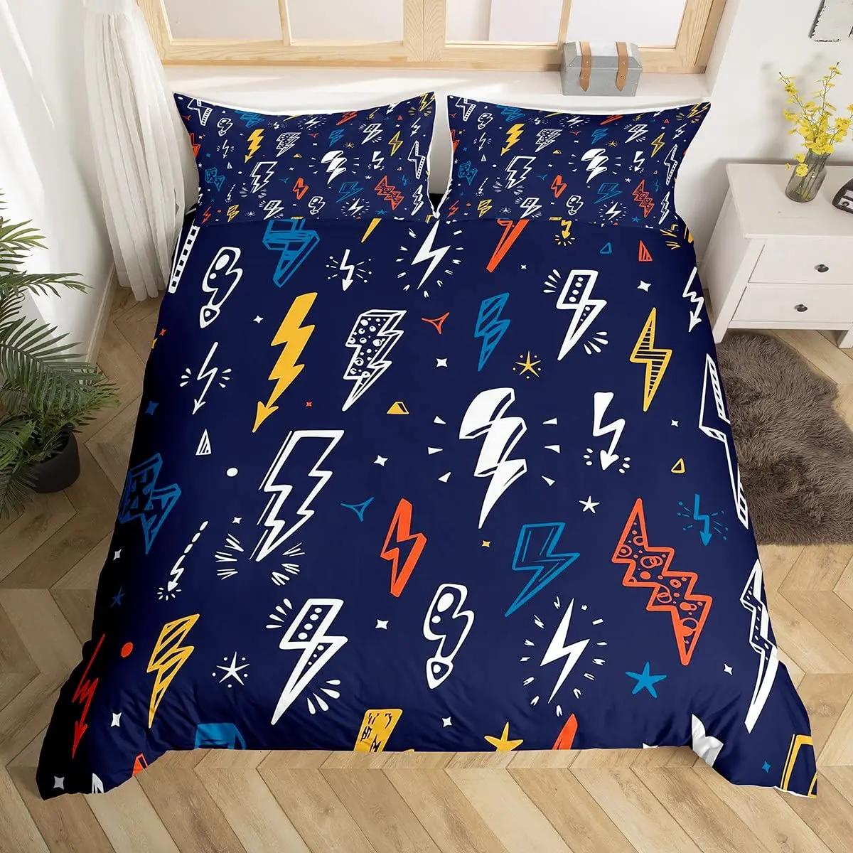 Natural Disaster Thunder And Lightning Dark Clouds Room Decoration Natural Landscape Duvet Cover For Kids Boys Girls Teens Adult EU Single(135*200cm)3pcs