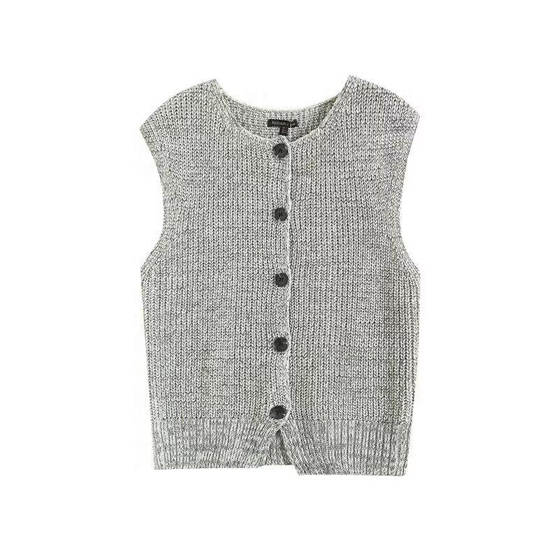 Fashion Style 2024 Autumn New Arrival Female Commute Style Reverse Needle Knitting Knitting Vest Jacket 05610607712
