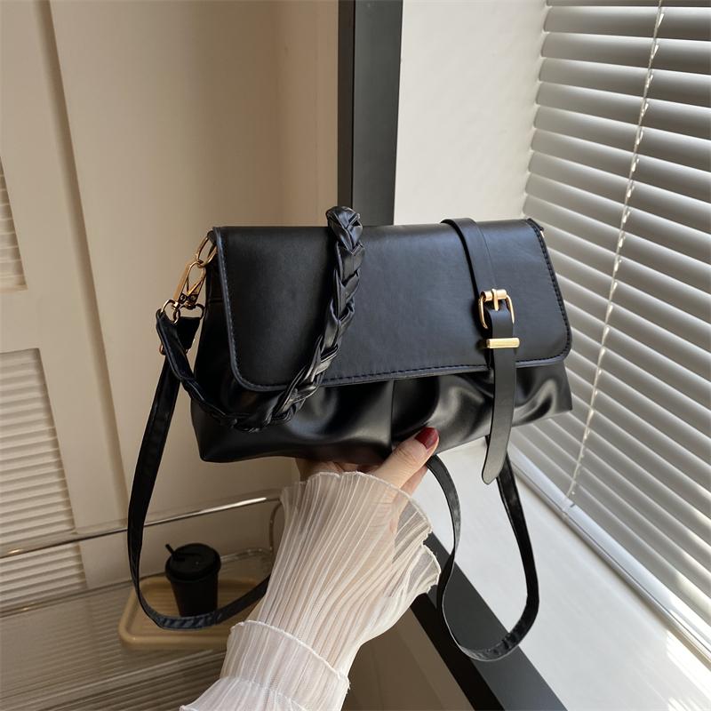 

Летняя популярная женская сумка через плечо в корейском стиле из искусственной кожи, однотонная, универсальная, плиссированная, через плечо (20cm<Max Length<30cm)