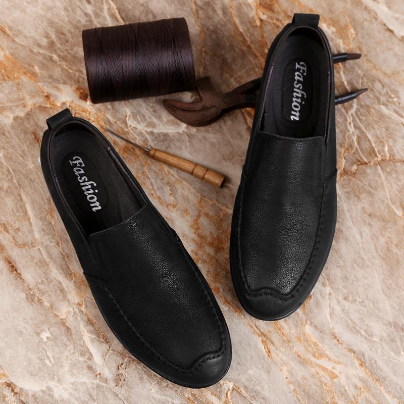 Genuine Leather Mens Flats Luxury Brand Male Loafers Summer Men Driving Shoes Soft Breathable Business Footwear Casual Slip On