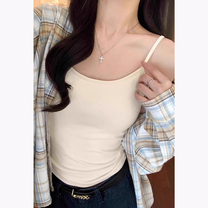 Stylish Elegance Fashion Female Casual Vest H587 Small Camisole Thin Slim Tops Female with Chest Pads Inside The Undershirt Summer Sexy T Shirt Match