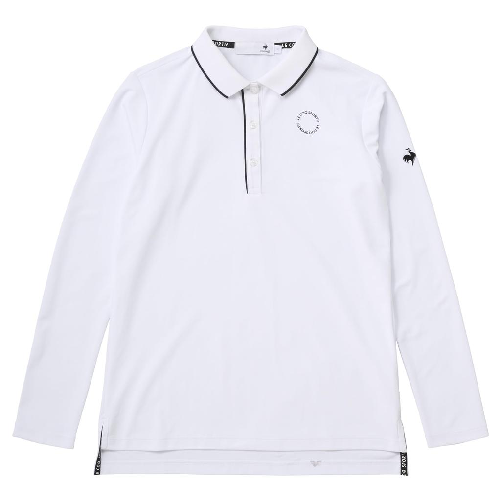 Coq Sportif Golf Long Sweat Quick WH00 [Le Golf] Shirt, Pique, Sleeve, Absorbent, Drying, Simple, Women's (White)