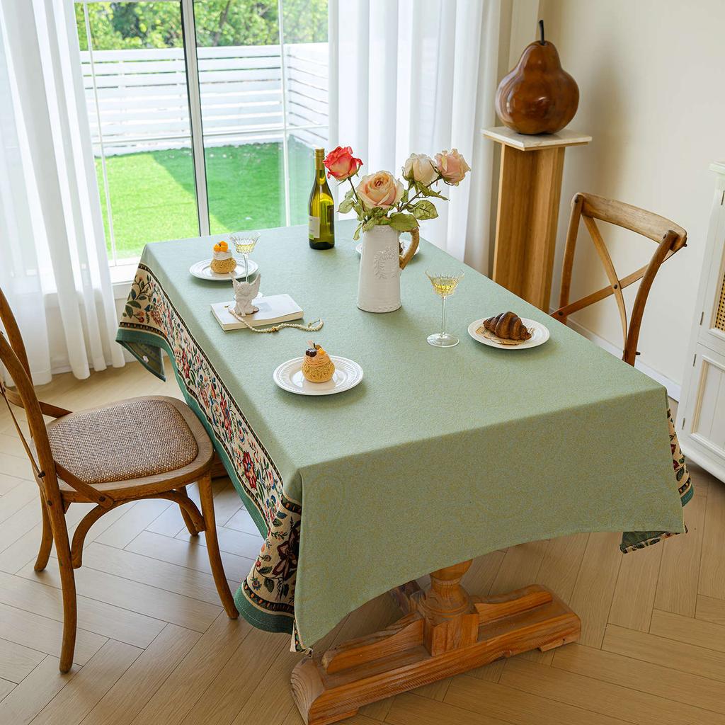 Thick Cotton Linen American Country Farmhouse Style Rectangular Tablecloth