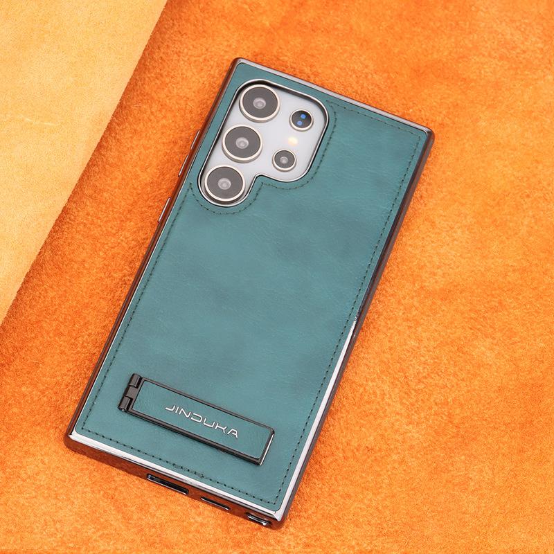 Applicable to Samsung S24Ultra mobile phone case, high-end bracket, business 23plus anti-drop all-inclusive Galaxy24 leather case.