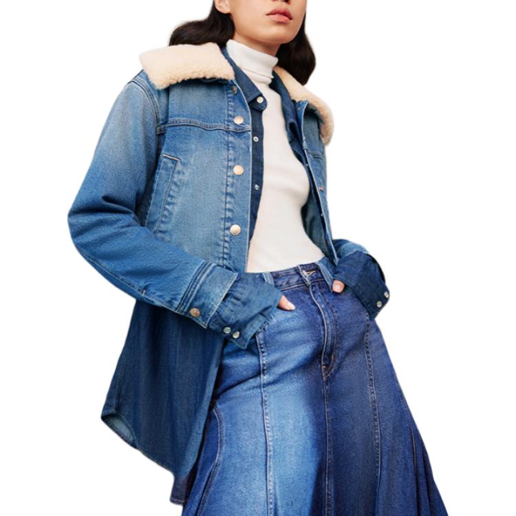 Levis Simple Collar Loose Long Sleeve Denim Jacket Women Jackets Medium-Blue 001CJ-0001