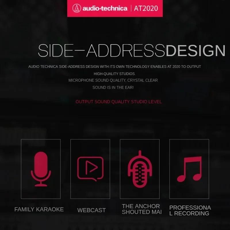 2026 New Luxury Audio Technica AT2020 Wired Cardioid Condenser Microphone Professional Live Recording Vocal Pro Studio karaoke mic