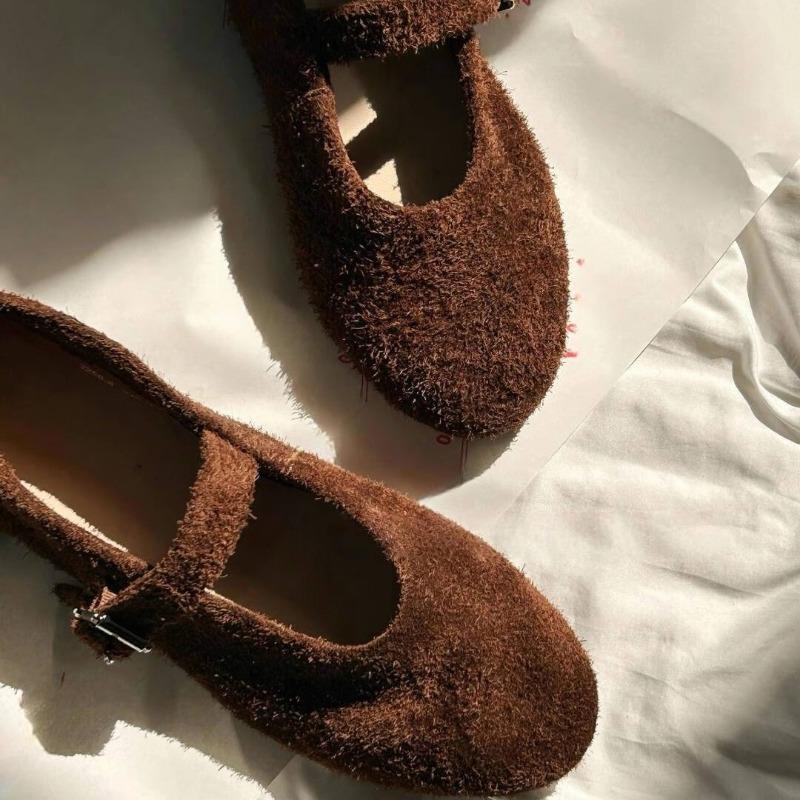 Sheepskin version of the new leather shoes matte word with red Mary Jane shoes women's single shoes flat super soft evening shoes