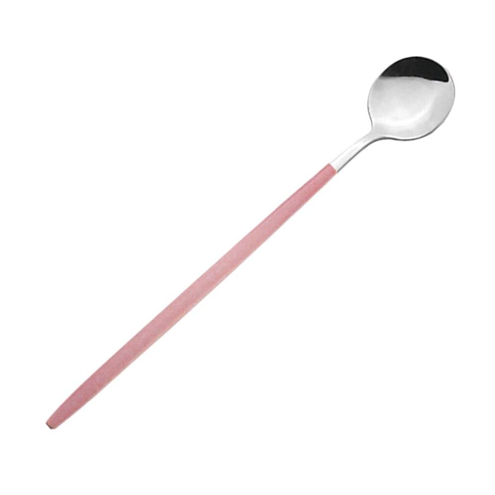 Colorful Dessert Tea Spoon Dinnerware Juice Coffee Stir Spoon Cutlery Set Ice Cream Long Handle Scoop Stainless Steel Tableware