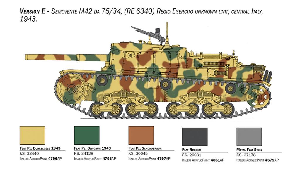 WWII Italian Gun Semovente M42 da Plastic Model IT6584 PLATZ/Italeri 1/35 Self-Propelled 75/34 (Tank)