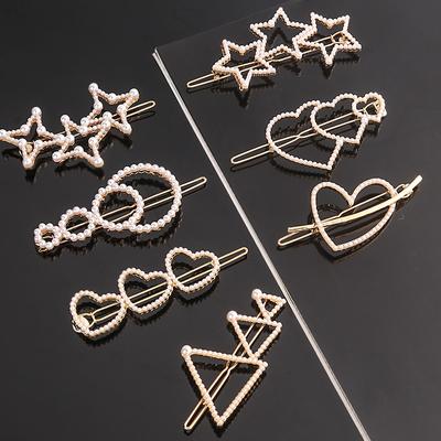 Fashion Hair Clip Metal Geometric Star Love Hair Clips for Women Pearl Hairgrip Hair Clips for Girls Barrette Hair Accessories