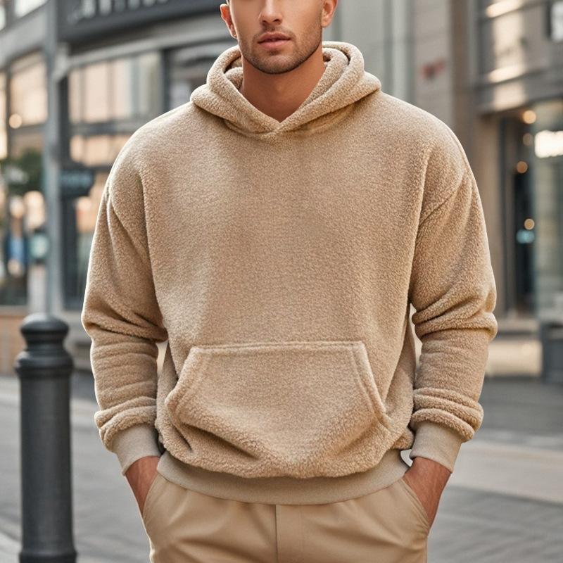 New Plus Size Men's Autumn and Winter Hooded Pullover Casual Loose Sweatshirt