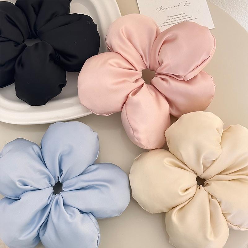 Aesthetic Scrunchies Elastic Puffy Flower Hair Rope Wedding Party Beach Headwear Big Bun Elastic Hair Tie Hair Elastic