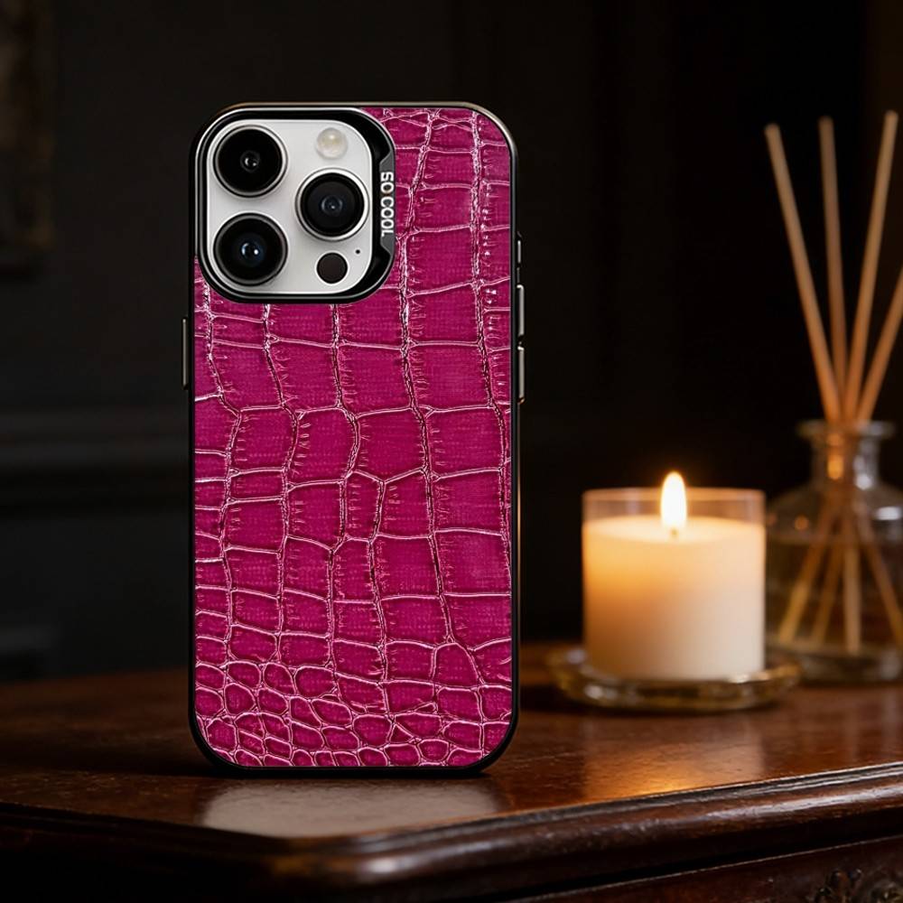 Crocodile Skin Phone Case Color Silver Shell For IPhone 17 16 15 14 13 12 11 Pro Max Plus