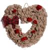Valentine's Day Fabric Heart Wreath - Oatmeal Red Wedding Decoration