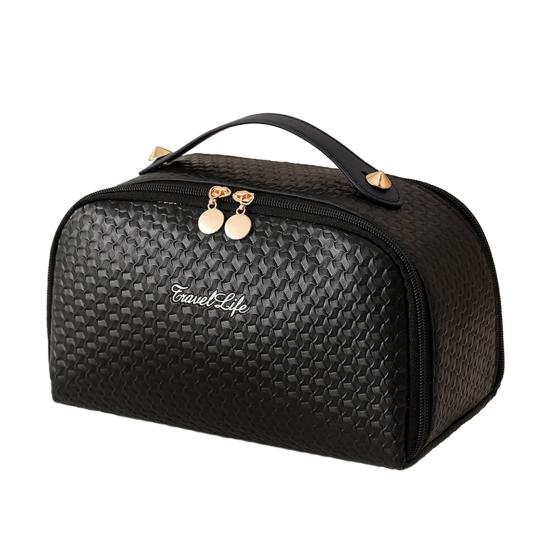 

Дорожная косметичка женская водонепроницаемая органайзер для косметики с верхней ручкой косметичка с влажным отделением для деловых поездок отпуска чёрный