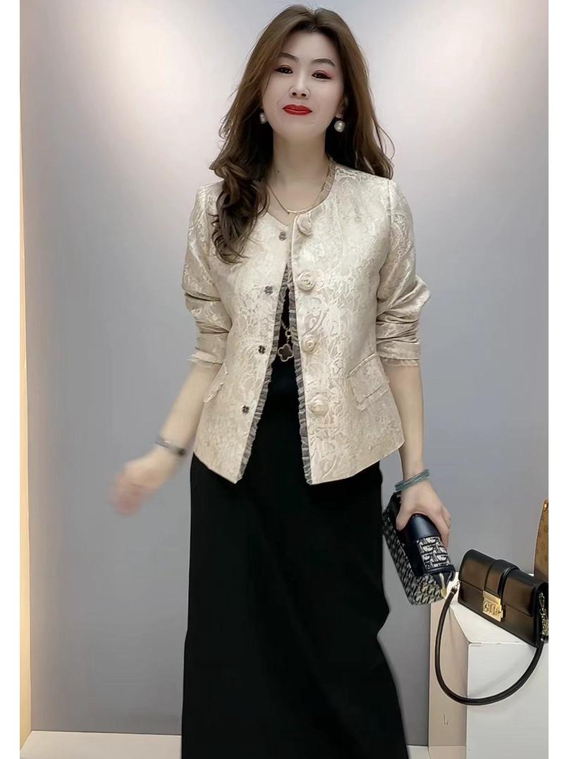 

Весна 2025 Жаккардовая куртка в китайском стиле - Женский модный, элегантный топ 2XL (recommended 125-135 jin) абрикосовый/золотой