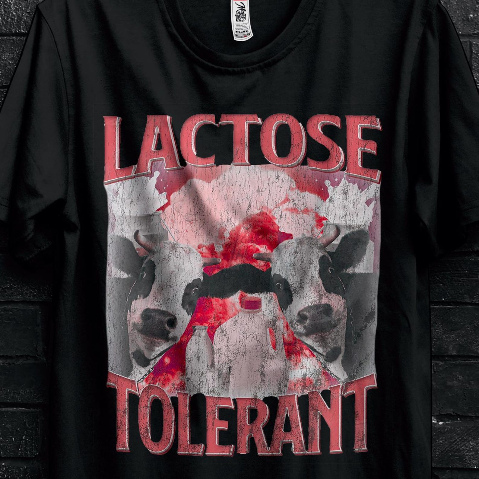 Lactose Tolerant Vintage Graphic T-Shirt,Retro Milk 90s Funny Tee,Dank Memes Tshirt,Graphic Shirts For Friends,Funny Meme Gift For Teenager 4XL