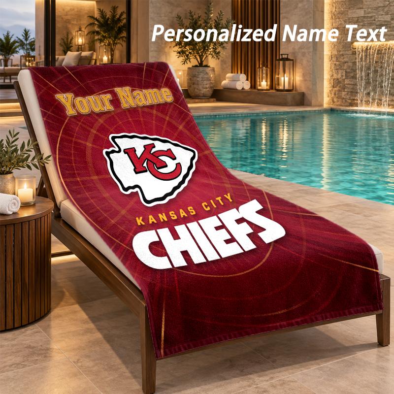 Custom Text Kansas City Chiefs Print Beach Towel Large Towel For Home Bathroom Beach
