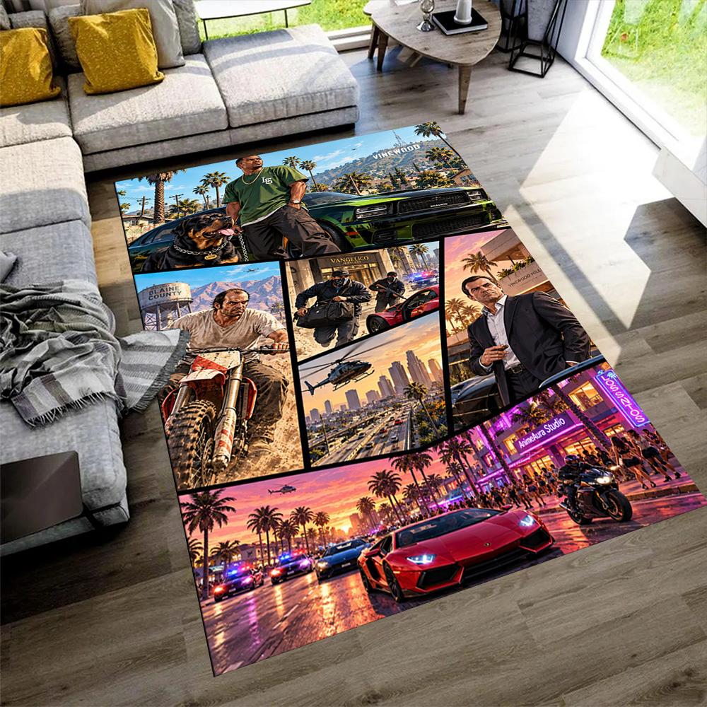 Grand Theft Auto Floor Rug Office Rug Design for Living Rooms Dining Room Bedrooms Playrooms Antislip Carpet Anime Office Decor