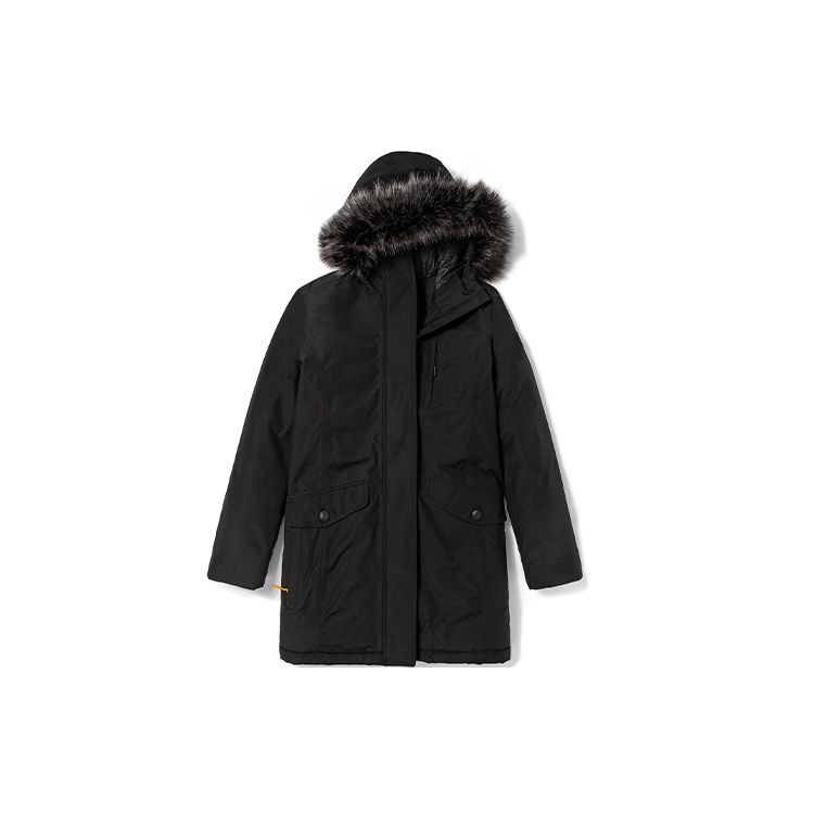 

Timberland Women s Faux Fur Trim Hooded Down Parka Black A2C25-001 M
