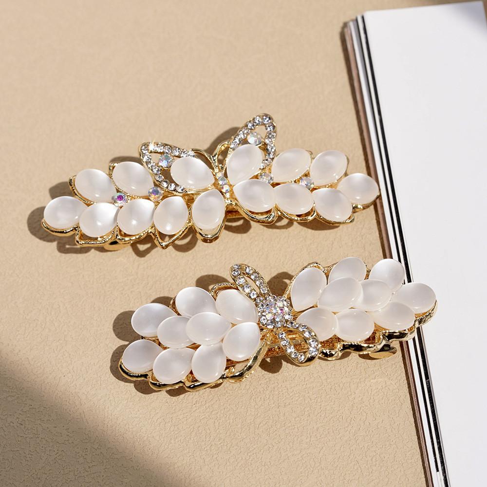 

New luxury opal spring clip fashion flower rhinestone zircon hair clip ponytail word clip elegant ladies Korean hair accessories