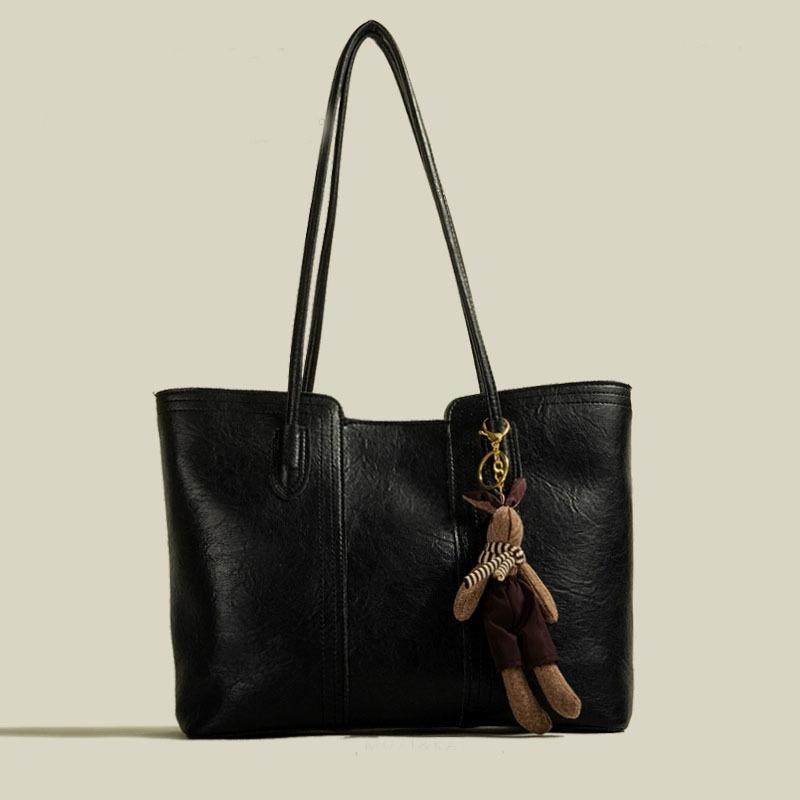 

Premium textured bag autumn retro large-capacity shoulder bag 2024 new trendy soft leather versatile commuter tote bag