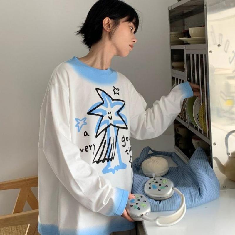 2KWEIRD Harajuku Kawaii Sweatshirts Women Oversize Cute Anime Graphic Pullovers Star Girl Y2k Japanese Fashion Female Streetwear