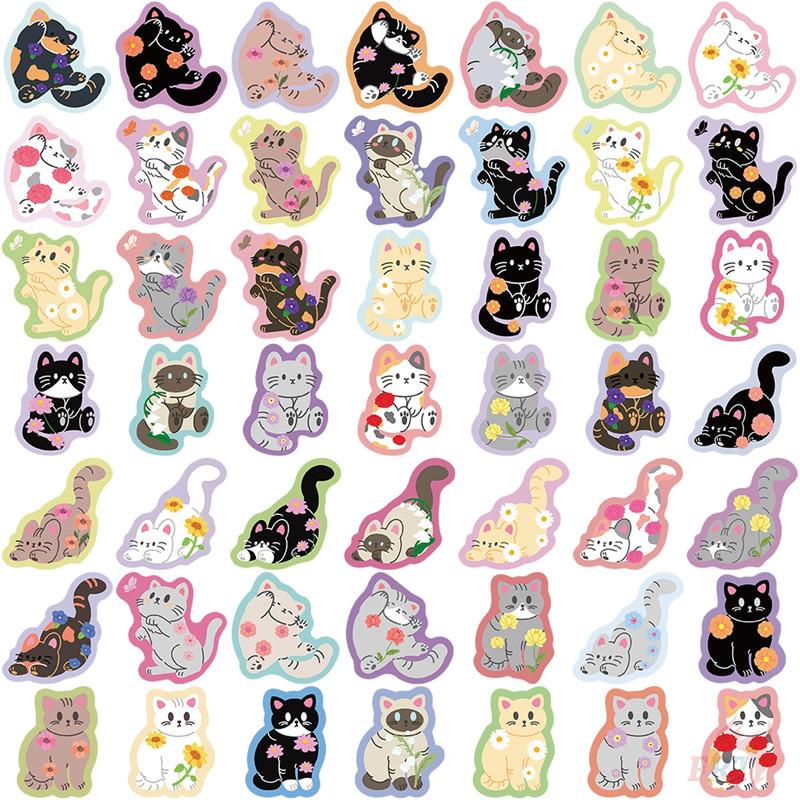 

50Pcs/Set Colorful Flower Cats Stickers DIY Fashion Waterproof Doodle Decals Stickers