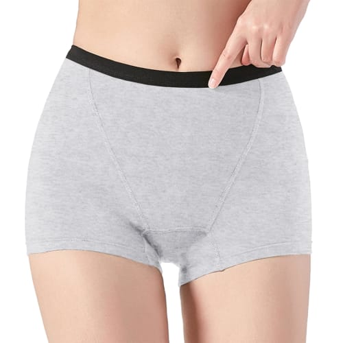 

LAQREE Sanitary Shorts, Boxer Style (JP, Alphabet, Size S, Standard, Gray) with Wings. Period Panties Designed for Japanese Body Shapes. For Heavy F