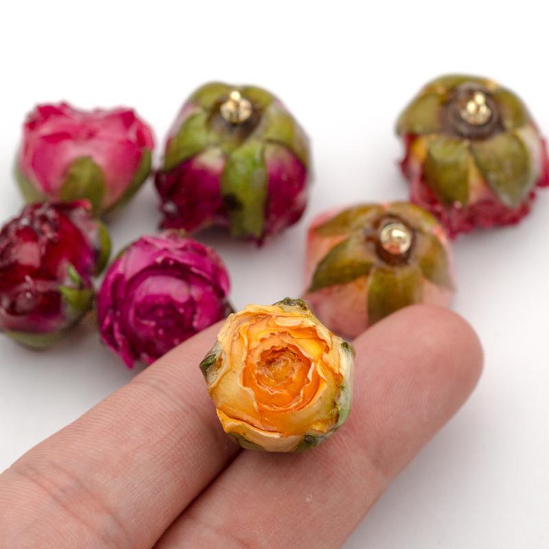 2 Pcs Real Rose Charms Set Rustic Natural Jewelry Making Material for DIY Earrings Boho Style Jewelry Crafting