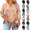 Women's Fashion Casual Round Neck Three-Quarter Sleeve Oversized Print Top
