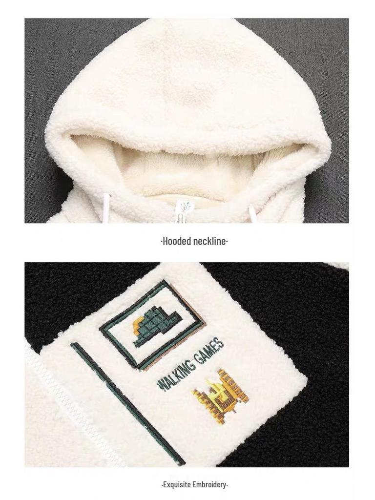 Women's 2023 Winter Korean-Style Lambswool Coat: Loose, Fleece-Lined, Thickened Cardigan Sweatshirt.