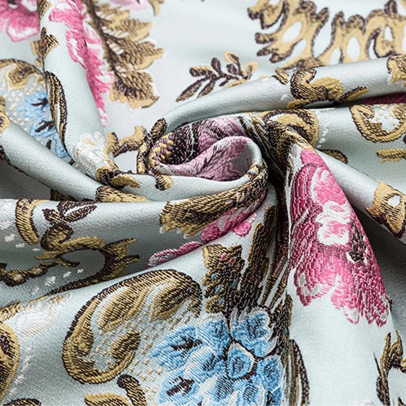 100*145cm Tela de Brocado de Satén de Seda Jacquard de Lujo Estilo Retro Tela de Bordado Floral Chino Ropa Cheongsam Kimono