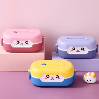 Lunch Box Durable Cartoon Design Bento Box Leak-Proof Double-layer Insulation Food Container for Kids Adults