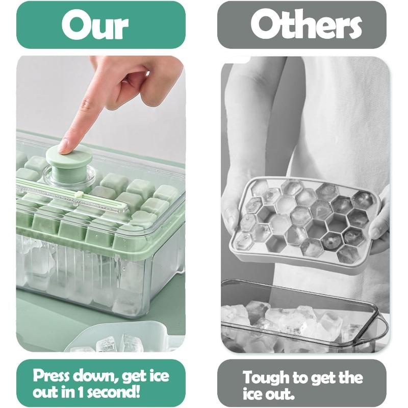 28/56 Grids Ice Cube Mold Press Ice Tray Bucket One-touch Release Ice Maker Portable Ice Box Food Grade Kitchen Accessories