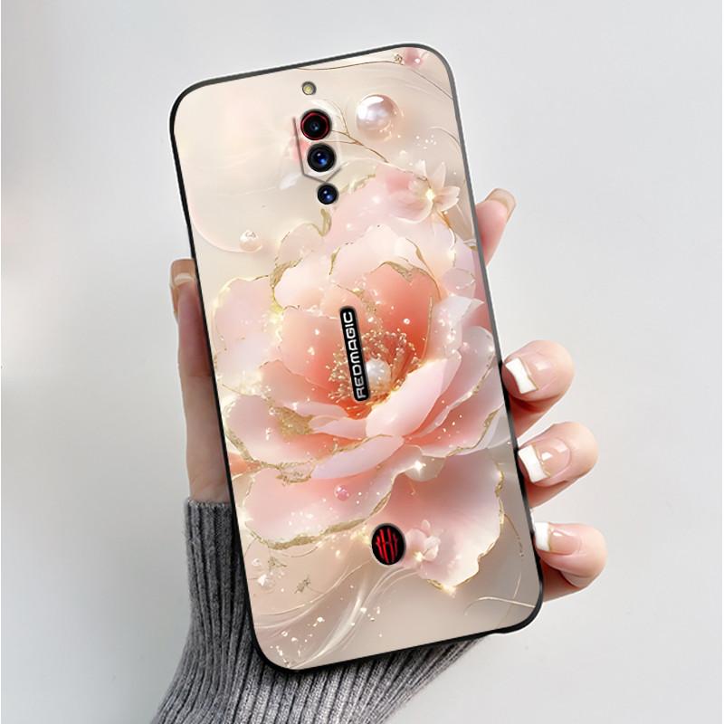 For ZTE Nubia RedMagic 5G Fundas Nubia Red Magic 5S Case Cover Soft Silicone Black Shell Printing Pattern Flower Cartoon Cases