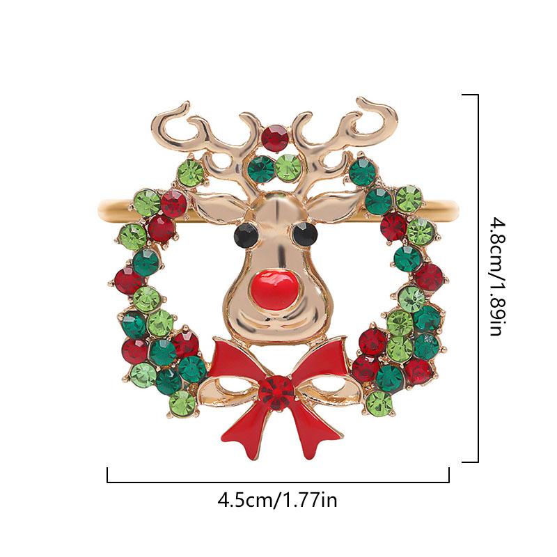 1PC Napkin Holder Christmas Tree Metal Wreath Napkin Ring Hollow Out Napkin Buckles Santa Claus Alloy Birthday Elk
