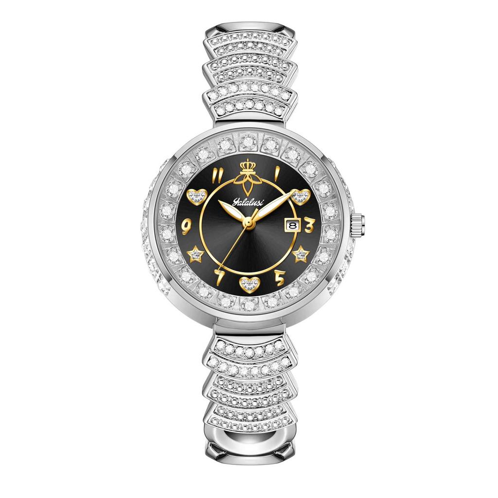 Yalalusi Luxury Gold Diamond Women'S Watch Heart-Shaped Women'S Watch Scale Diamond-Set Fashion Watch Women'S Watch
