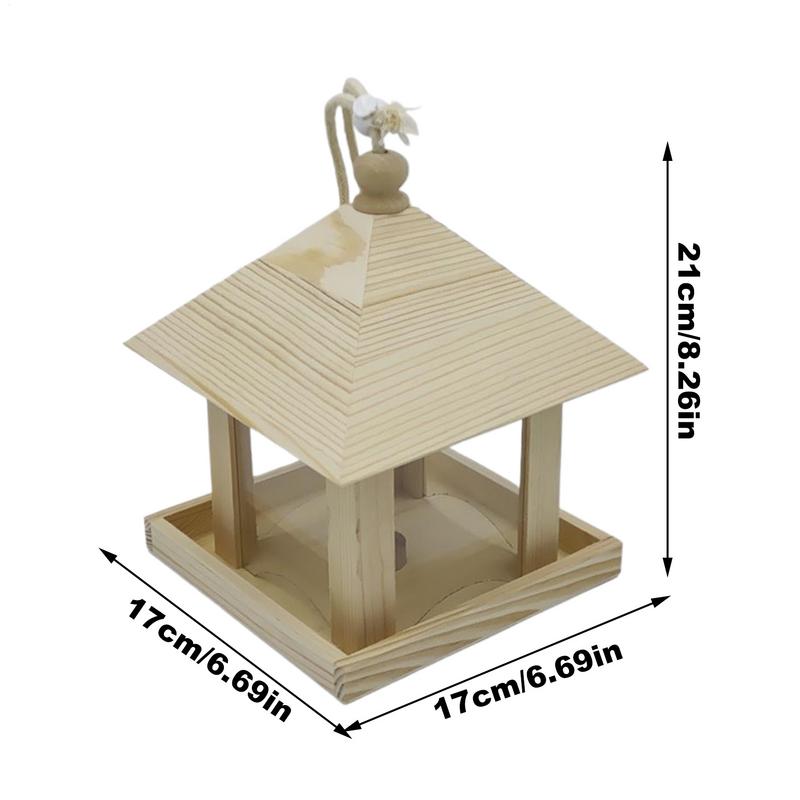 Outdoor Bird Feeder Wooden House Style Bird Feeder Creative Balcony Decoration Weatherproof Garden Ornament For Yard Tree