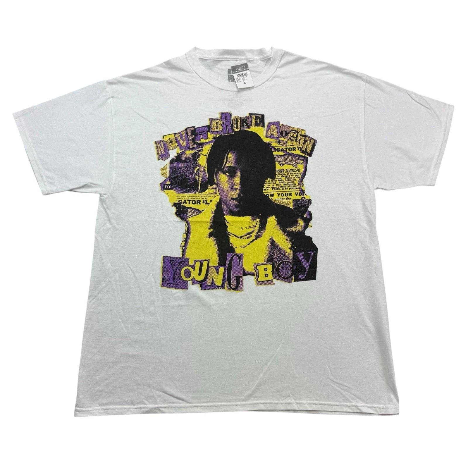 Young Boy Never Broke Again Shirt Mens Large L White Yellow Purple Short Sleeve 4XL