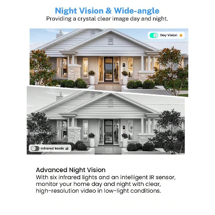 1080P Video Doorbell Camera Wireless With Free Chime, Smart AI Human Detection, Night Vision, 2-Way Audio, Battery Powered, Cloud Storage, 2.4G WiFi,