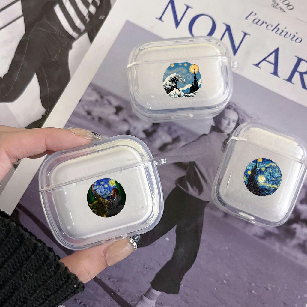 Case for Apple Airpods 2 1 Earphone Cases With Hook Art Aesthetic Vincent Van Gogh Starry For Airpod Pro 3 Pro2 Clear Covers