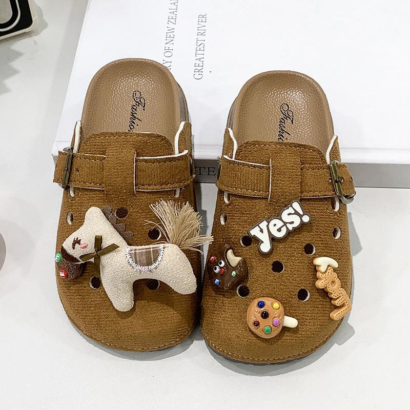 2026 New Cute Cartoon Baby Girls Soft Outdoor Sandals - Closed-toe Slippers with Soft Sole
