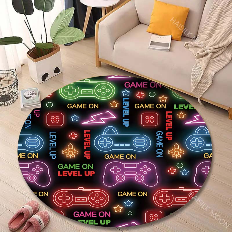 Multiple Sizes Game controller Print Round Rugs for Living Room Bedroom Floor Mats Kids Room Household Carpet Home Decor
