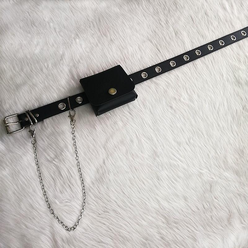 Trendy Punk Style Jk Uniform Accessories Complete Set With Versatile Pu Waist Belt And Chain