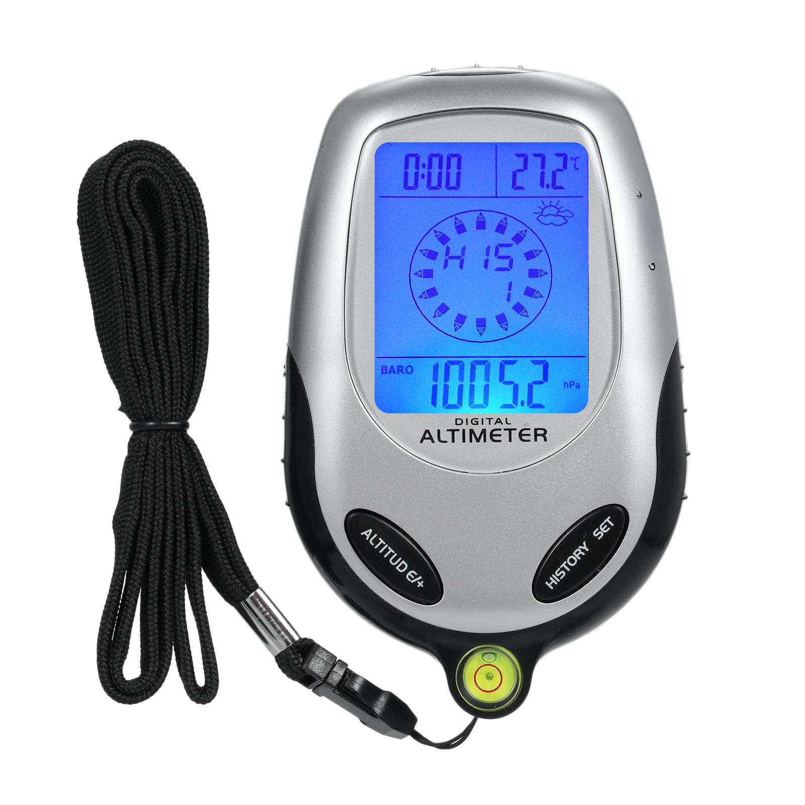 Altimètre Compas Baromètre Thermomètre Prévisions Météo Heure Calendrier Horloge Outil pour Sports d'Extérieur Alpinisme Électronique Portable 8-en-1