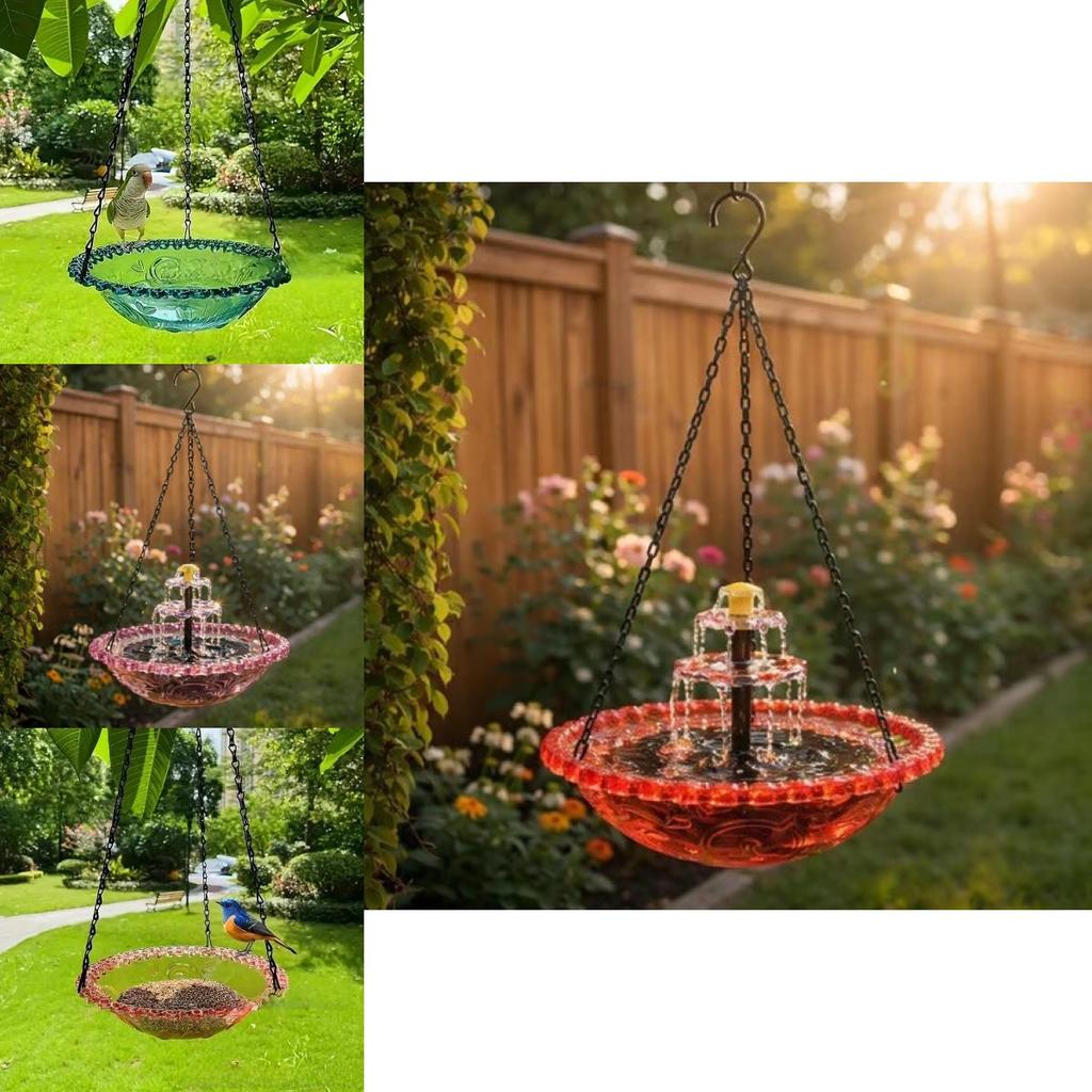 Bird Feeder And Bird Bath Hanging Decor With Automatic Feed System For Garden And Balcony