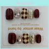 Handmade Autumn/winter New Arrival Stylish Wine Red Detachable False Nail Stickers