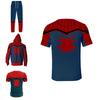 Spiderman Zip Hoodie Jacket T-shirt Trousers Set Hip Hop Marvel Cosplay Costume