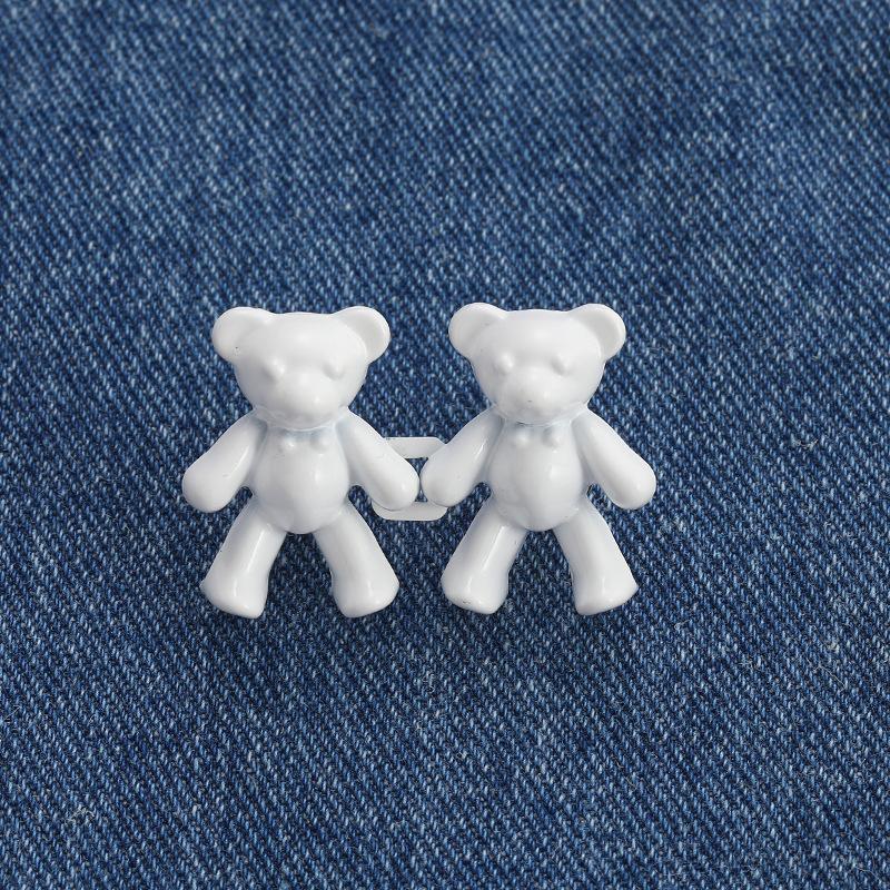 2Pcs Bear-shaped Waistband Alteration Pin for Jeans, Clip, and Waist-cinching Buttons; Women's Brooch for Adjusting and Tightening Large Waistbands